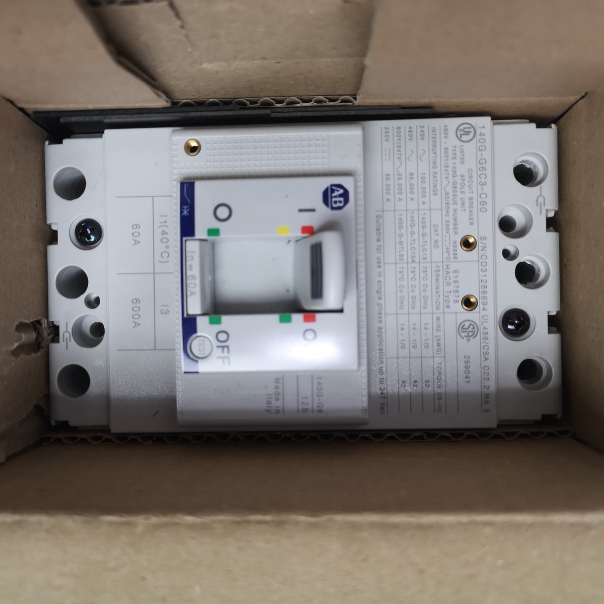 Allen Bradley Circuit Breaker 140G-G6C3-C60