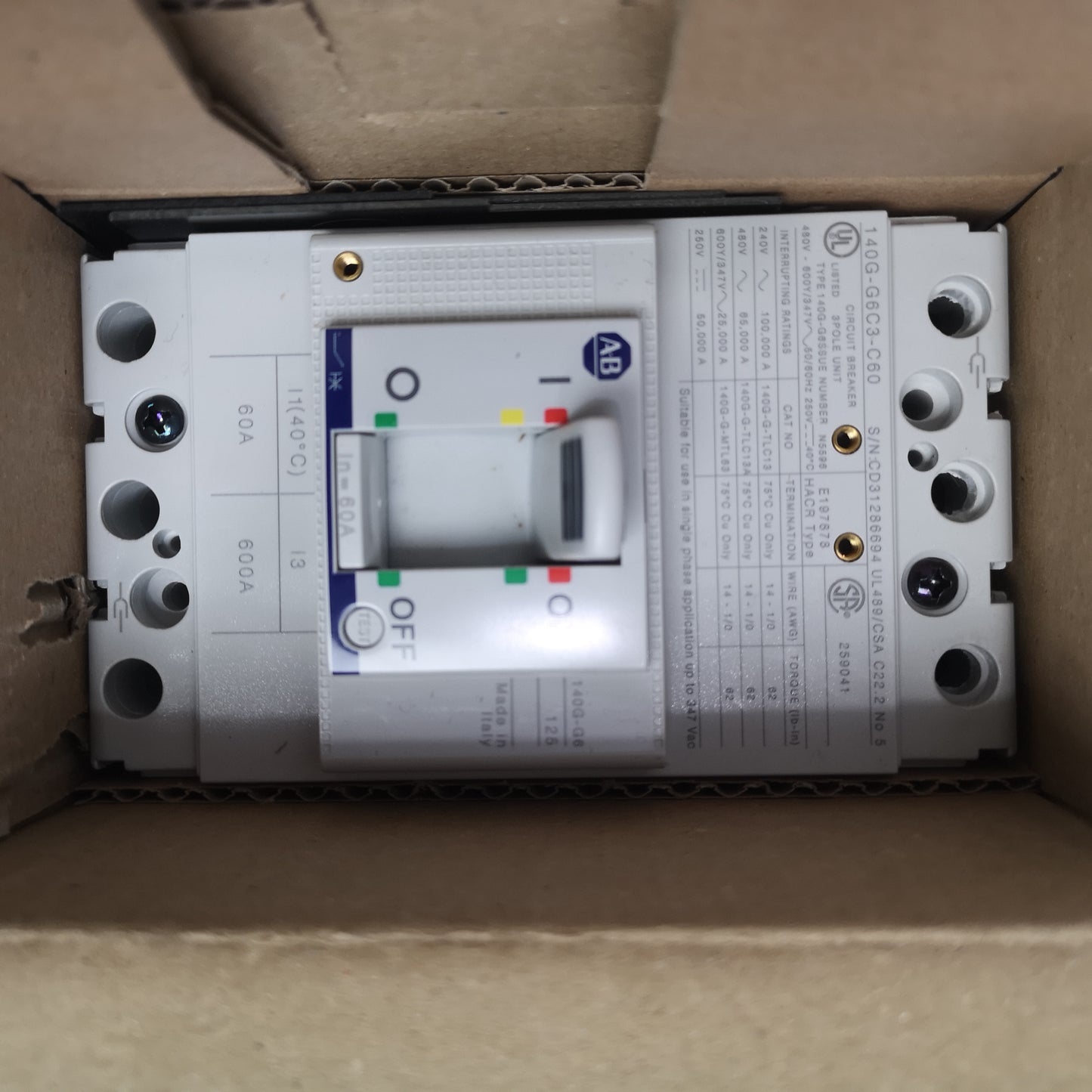 Allen Bradley Circuit Breaker 140G-G6C3-C60
