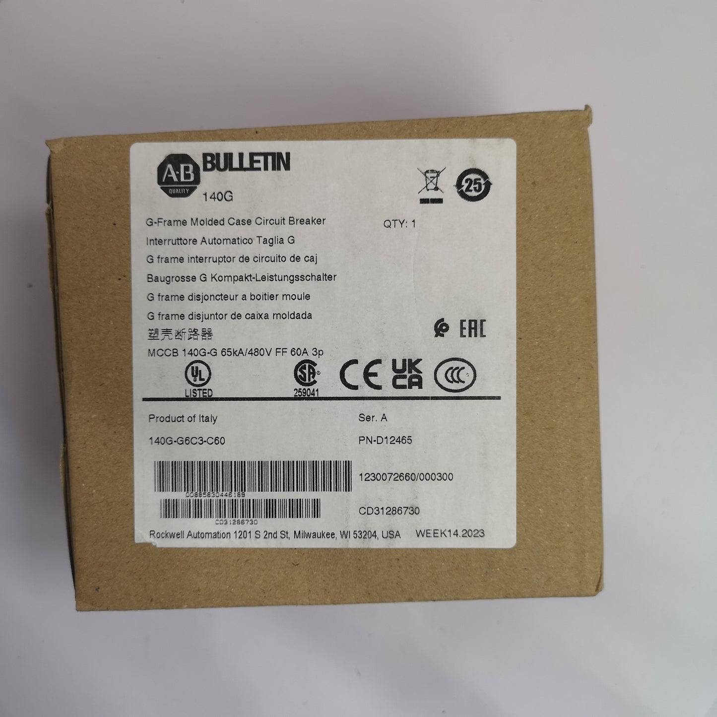 Allen Bradley Circuit Breaker 140G-G6C3-C60