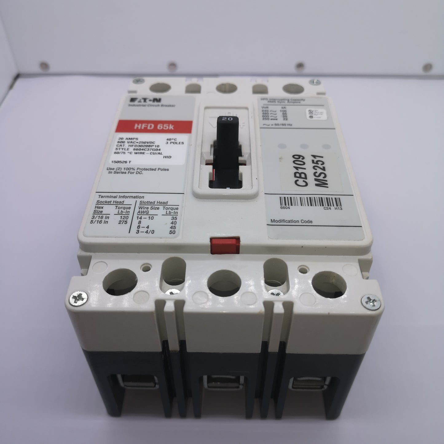 EATON Circuit Breaker HFD3020BP10 - Used
