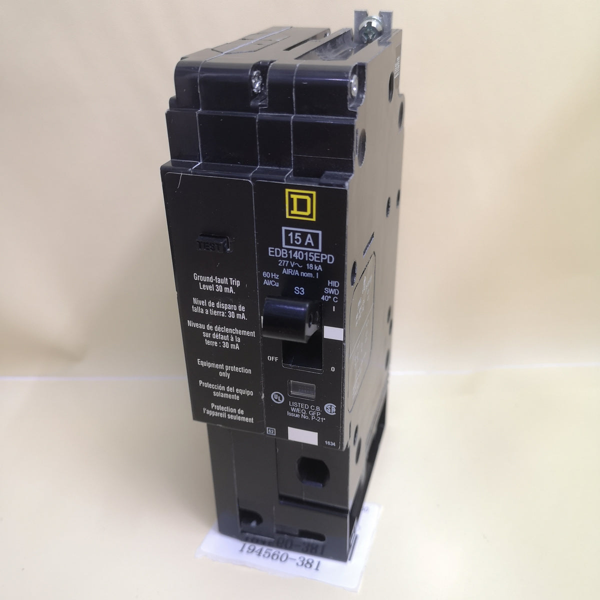 SQUARE D Circuit Breaker EDB14015EPD