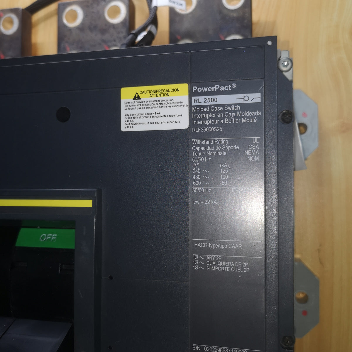 SQUARE D Circuit Breaker RLF36000S25 - Used
