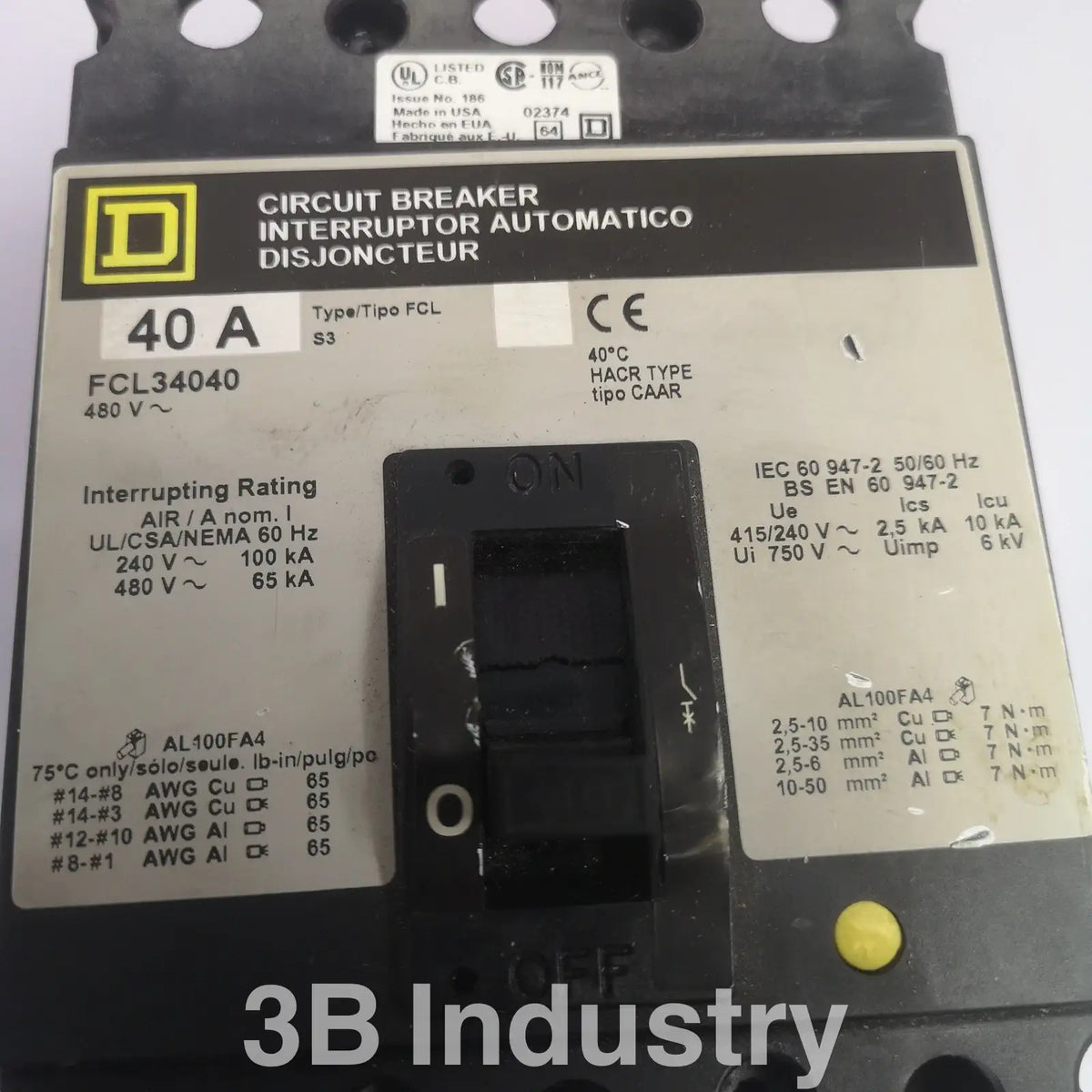 SQUARE D Circuit Breaker FCL34040 Used [Limited Stock]
