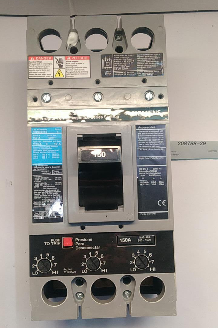 Siemens Circuit Breaker FXD63B150