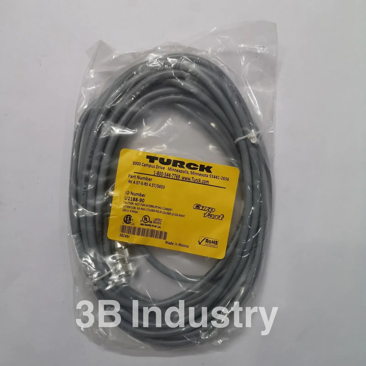 [Fully Stocked] Turck Cable U2188-90 RK 4.5T-5-RS 4.5T/S653  New