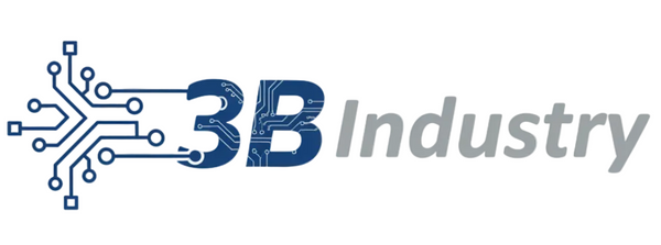 The logo for 3B Industry, featuring a blue circuit board icon integrated with the number 3 and the word 'Industry' in gray, set against a plain white background.